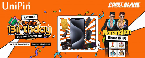 Rayakan UniPin 13irthday bersama Point Blank – Top Up PB Cash & Raih iPhone 15 Pro s.d In-Game Item PB